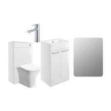 Pilton Bathroom Furniture Pack with Chrome Taps and Free Illuminated Mirror